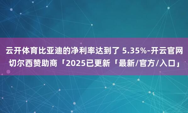 云开体育比亚迪的净利率达到了 5.35%-开云官网切尔西赞助商「2025已更新「最新/官方/入口」