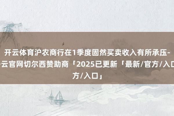 开云体育沪农商行在1季度固然买卖收入有所承压-开云官网切尔西赞助商「2025已更新「最新/官方/入口」
