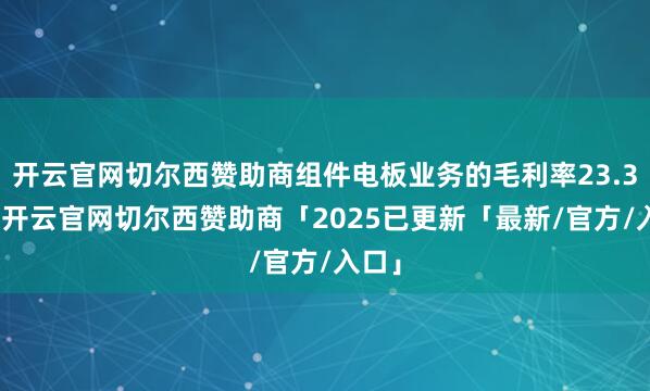 开云官网切尔西赞助商组件电板业务的毛利率23.33%-开云官网切尔西赞助商「2025已更新「最新/官方/入口」